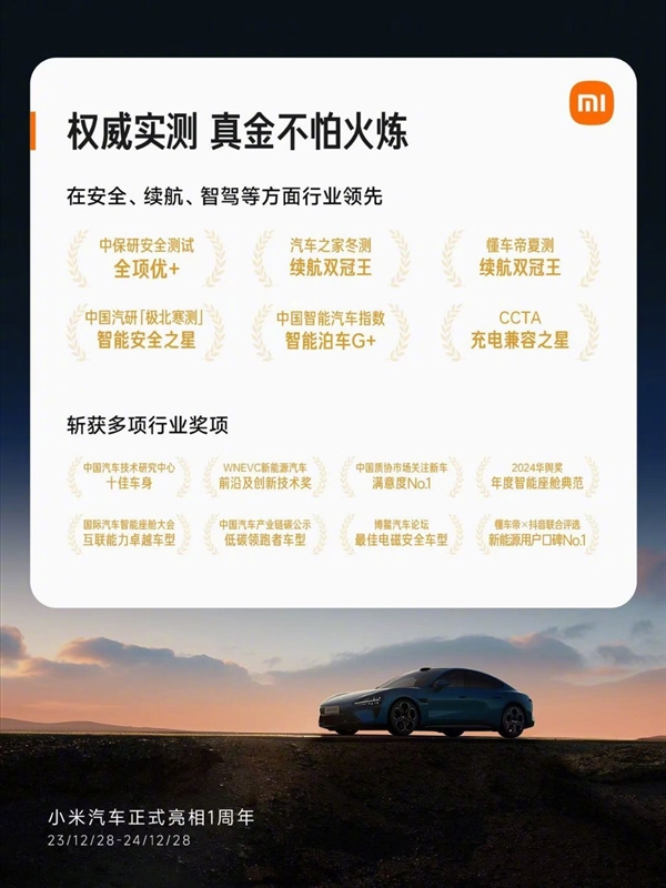 雷军:小米SU7不只扛住了百万网友的严选 在三大方面行业领先(图1) 雷军:小米SU7不只扛住了百万网友的严选 在三大方面行业领先