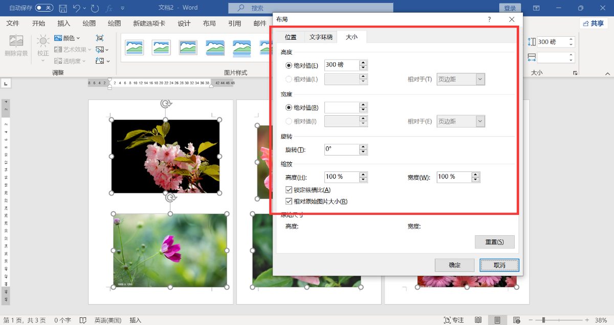 WORD文档里如何快速调整图片的尺寸?统一图片尺寸(图6)
