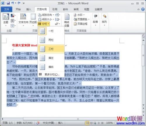 Word2010如何分两栏.三栏.多栏技巧(图3) Word2010如何分两栏.三栏.多栏技巧