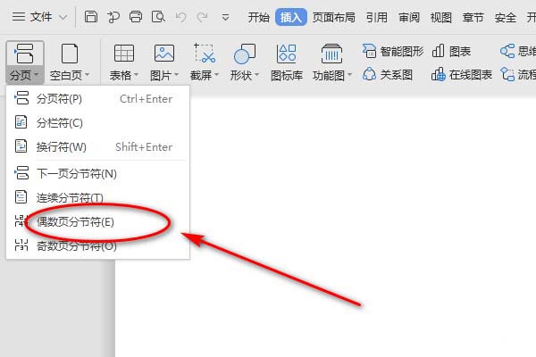 Word怎么使用偶数页分节符功能?(图5) Word怎么使用偶数页分节符功能?(图5)