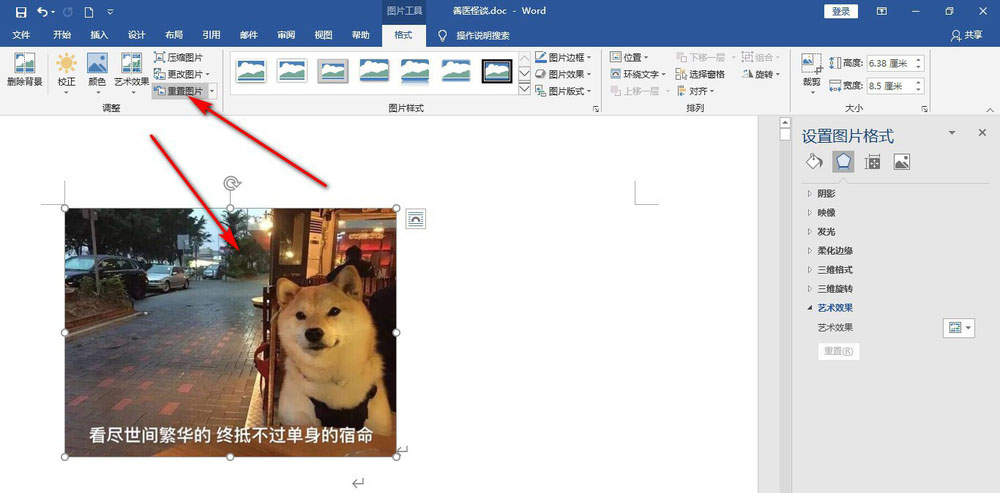Word怎么使用重置图片功能?(图5) Word怎么使用重置图片功能?(图5)