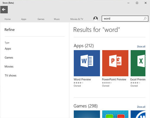如何为Windows 10设置通用Office?(图2) 搜索结果