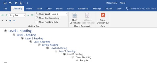 在Word 2019中定义标题(图1) 标题级别Office 2019