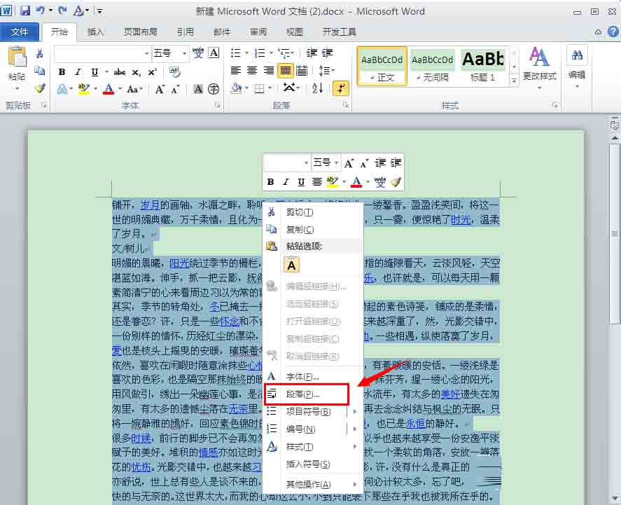 word文档怎么调整字体间的行距大小?(图2)
